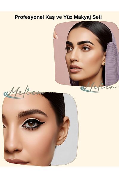 Melien 24Pcs Reusable Eyebrow Shaper Template Eye Face Makeup Sponge Kit Eyebrow Molds