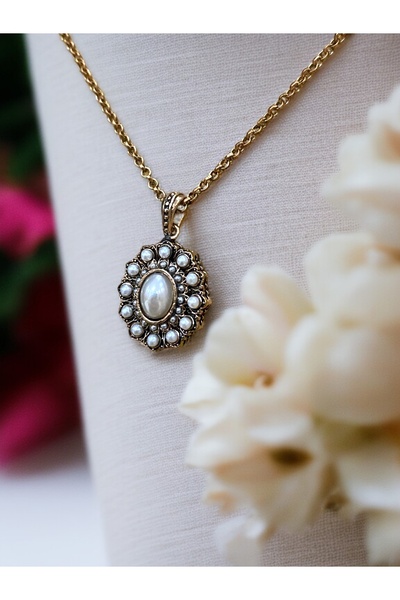 FAYRA ACCESSORIES Oval Taşlı İnci Kolye