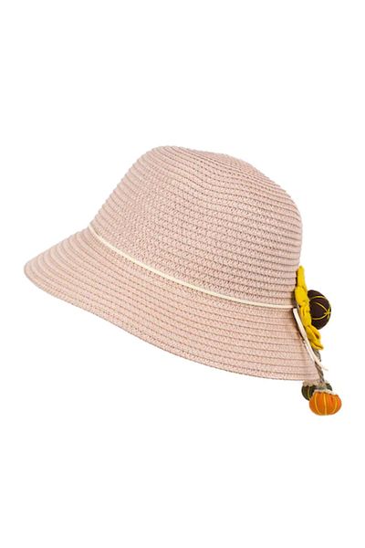 Intisimo Straw Hat, Little Girls, Sunflower, Pink