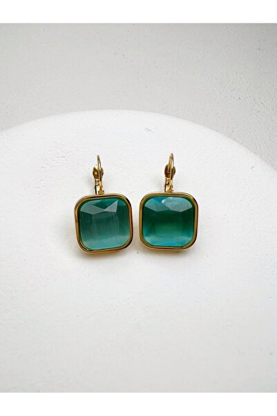 Roze & More Yeşil Taşlı Çelik Küpe