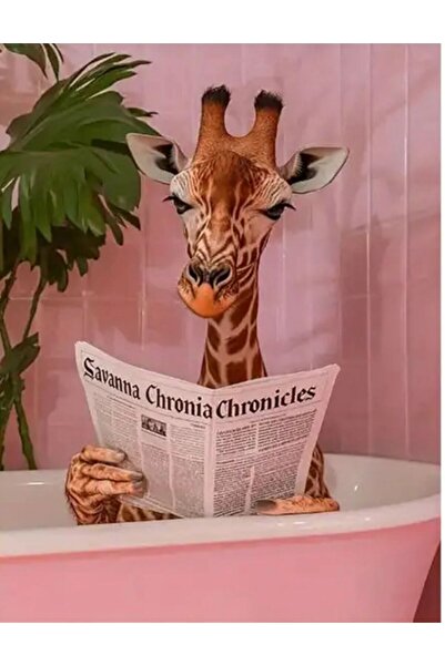 Rugs Modern Halı Kuzey Koleksiyonu Gazete Okuyan Zürafa Detaylı Dokuma Taban ...