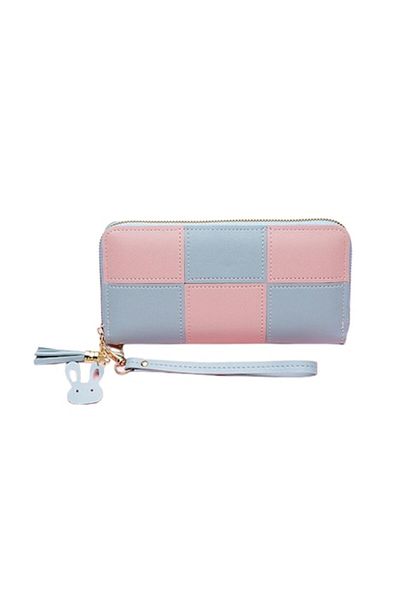 Tessero - Women's Rectangle Wallet, Leather, Handle, Multiple Compartments, Two-tone Model, Zipp