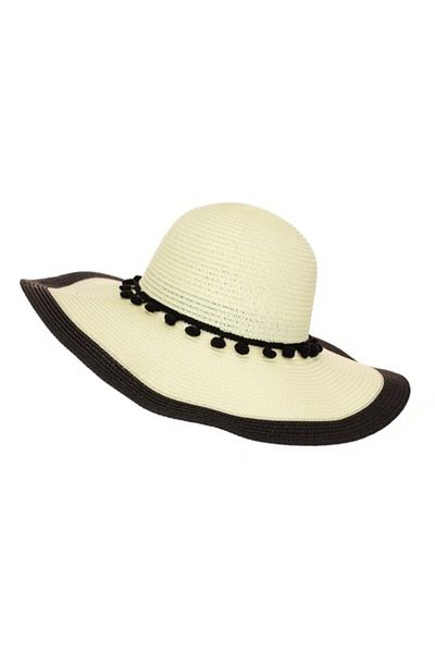 Intisimo Beach Hat, Women, Accessorized with Tassels, Cream/Black
