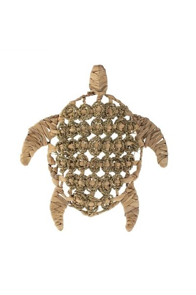 BREZIUM Decorațiune murală în formă de broască țestoasă, model cu paie țesute, 38x34 cm