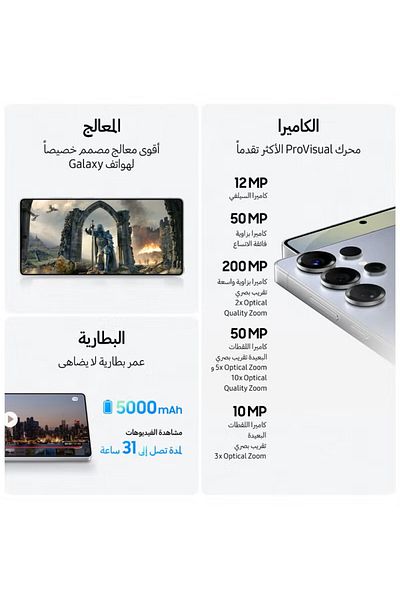 Samsung Galaxy S25 Ultra AI Dual SIM Titanium Silverblue 12GB RAM 512GB 5G - Middle East Version
