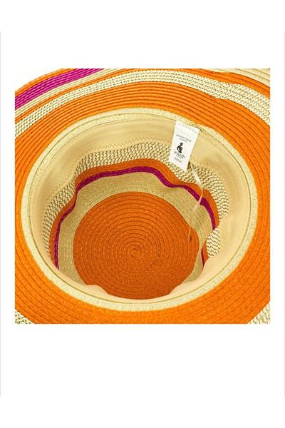 Intisimo Beach hat, Women, Circles, Orange/Pink/Beige