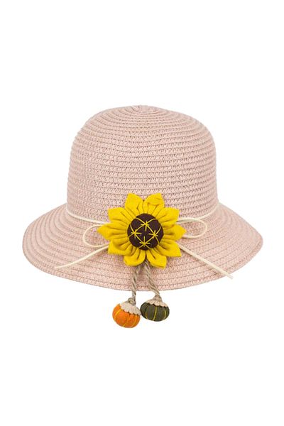 Intisimo Straw Hat, Little Girls, Sunflower, Pink