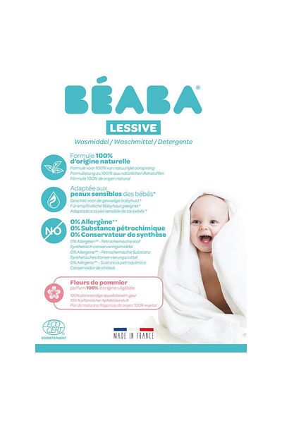 Beaba Beaba Liquid Laundry Detergent Apple Blossoms, 1 L/16 washes, Ecocert Certified