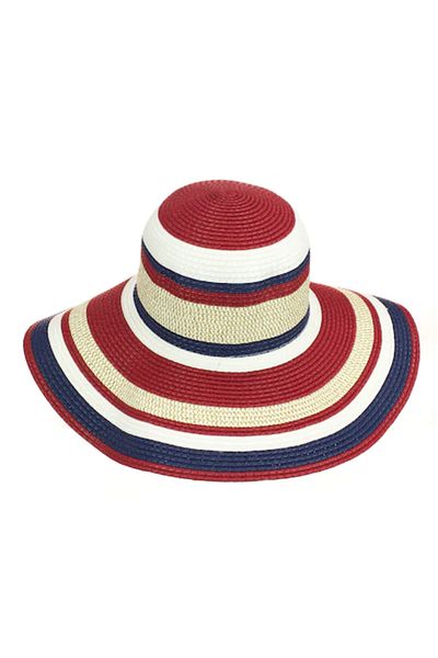 Intisimo Beach hat, Women, Circles, Navy/Red/White