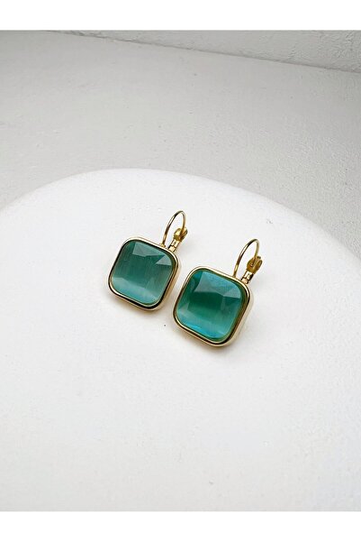 Roze & More Yeşil Taşlı Çelik Küpe