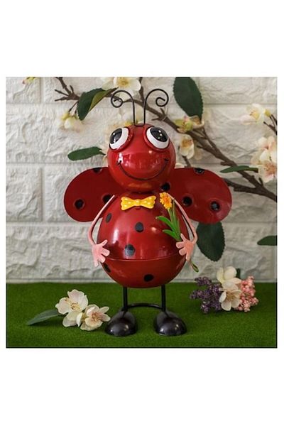 BREZIUM Garden figurine made of metal, ladybug model, 20x12x30cm, BREZIUM