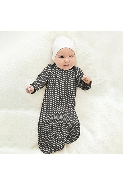 THE MOON Sleep Gowns Pack of 2 Swaddle Blankets for Baby Bed Comfort - Grey and Stripes Print