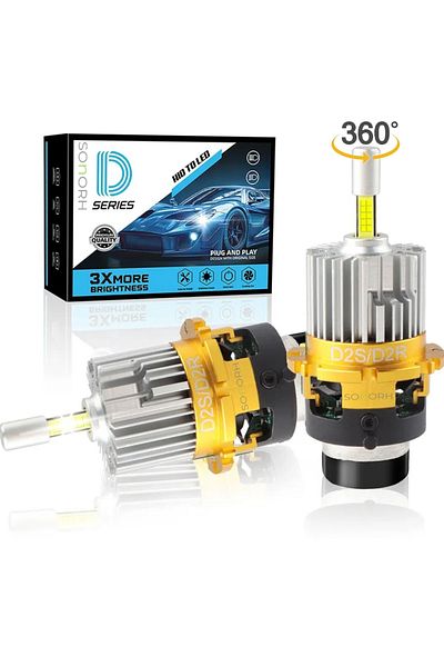 SONORH Xenon LED Bulbs D2S/R, 1:1, 190W, 30,000 Lumens, 3rd Generation LEDs, 4 Sides 360°, Canbus Plug&Play