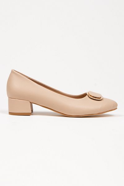 MFT AYAKKABI Women's 3 cm Buckle Short Thick Heeled Shoes