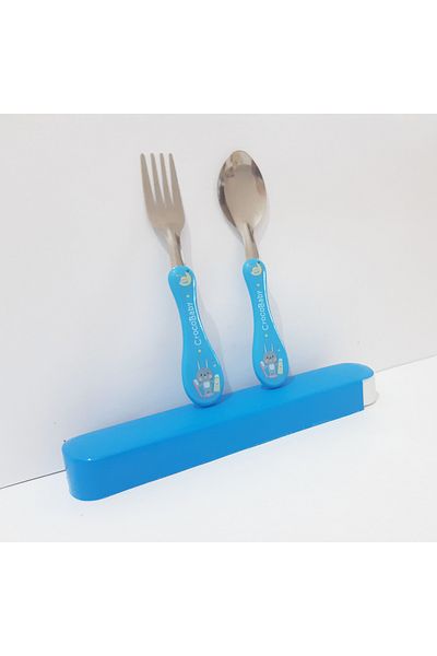 renkli çiçekler Fork Spoon Cartoon Patterned Fork Spoon Set for Kids