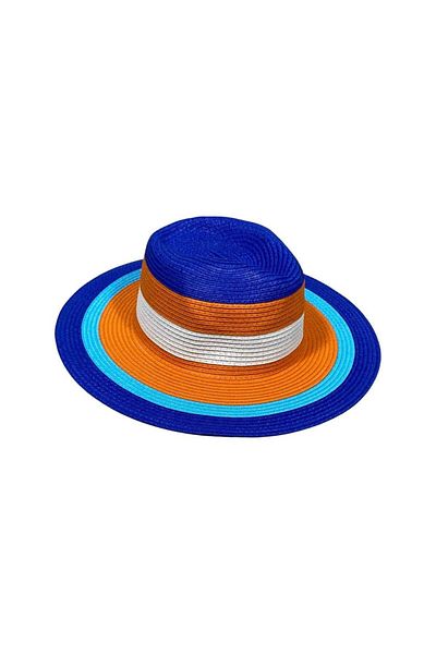 Intisimo Beach hat, Women, Circles, Navy/Orange/Turquoise