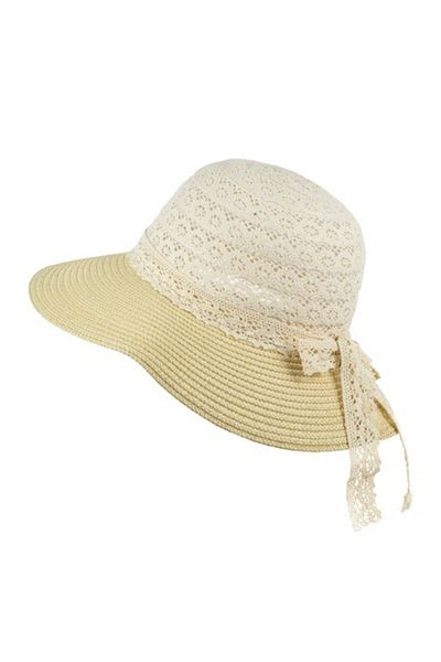 Intisimo Beach Hat, Women, Lace Accessorized, Beige
