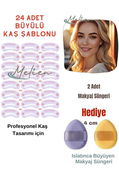 Melien 24 Adet Yeniden Kullanılabilir Kaş Şekillendirici Şablonu Göz Yüz Maky...