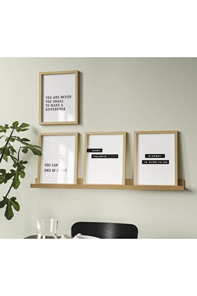IKEA Ahşap Duvar Rafı Uzunluk 115 Cm Çerçeve Fotoğraf Rafı Bej Renk Kitaplık Raf