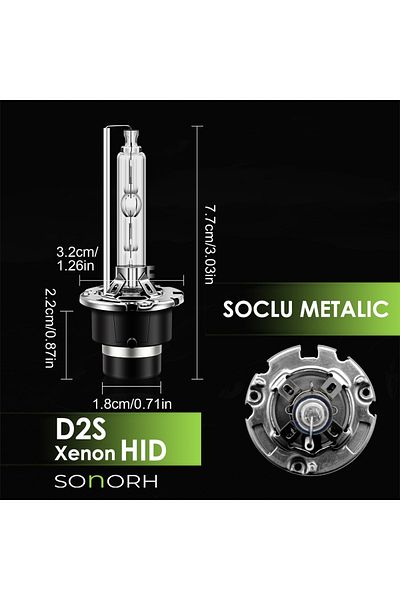 SONORH Set of 2 Xenon Bulbs D2S/D2R, Power 55W, HID, 6000K, Metal Socket, 11000 Lm, for Car Headlights
