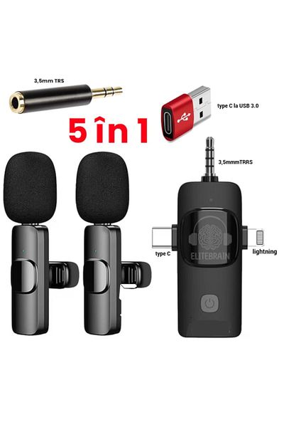 Elite Brain Set 2 professional lavalier microphones 5 in 1, Elite Brain®, Total Compatibility