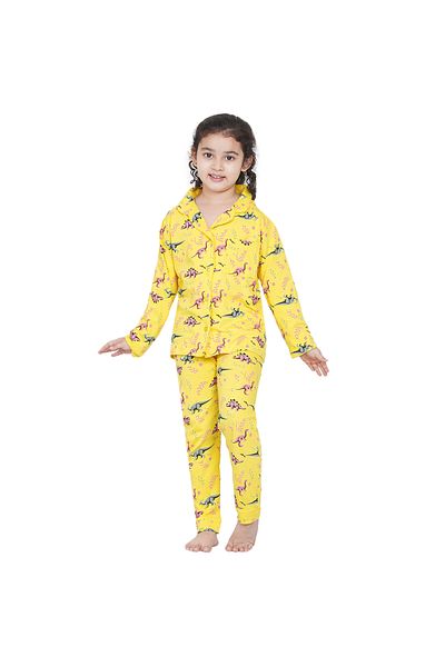 LAUREN SMITH Girl's Pajama Set Long Sleeve Buttoned Top with pants 2 Piece Printed Sleepwear Cotton Pjs Set