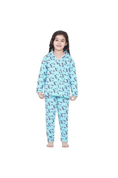 LAUREN SMITH Girl's Pajama Set Long Sleeve Buttoned Top with pants 2 Piece Printed Sleepwear Cotton Pjs Set