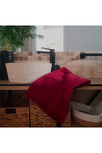 Kotonia Home Rise Jacquard bath towel - 100% Cotton, 50x90 cm, 500g/sqm, burgundy