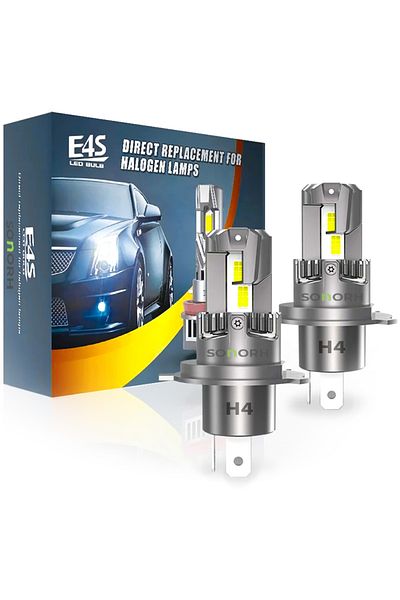 SONORH Set of 2 LED Bulbs H4, 2 Phase, 120W, 6500K, 18000LM, Canbus Plug&Play, Copper Fan and Cooling Rod