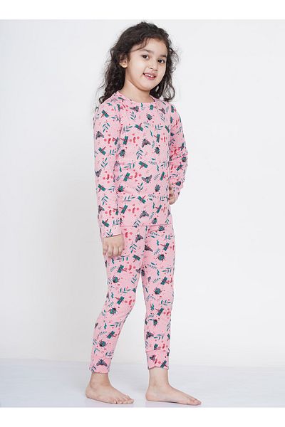 LAUREN SMITH Girl's Pajama Set Long Sleeve Top with pants 2 Piece Printed Sleepwear
