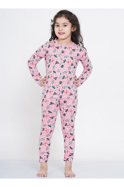 LAUREN SMITH Girl's Pajama Set Long Sleeve Top with pants 2 Piece Printed Sleepwear