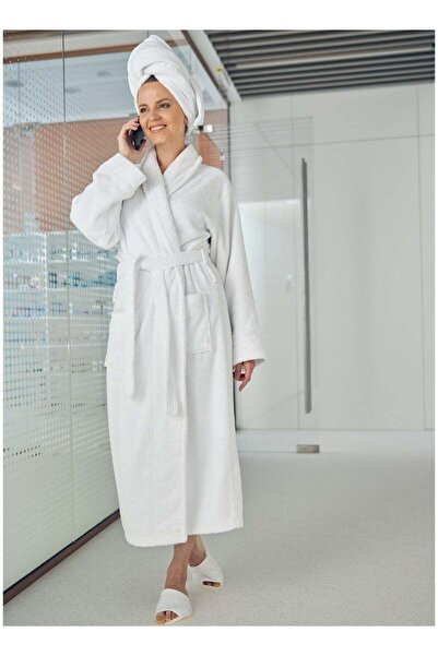 GOODNIGHT HOMEWEAR GOODNIGHT 380 GSM Unisex Cotton Fleece Bathrobe – Skin-Friendly, Breathable, White