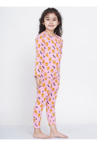 LAUREN SMITH Girl's Pajama Set Long Sleeve Top with pants 2 Piece Printed Sleepwear