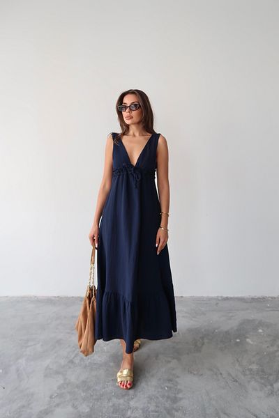AÈC PRIVÈ Women's New Season Summer V-Neck Long Muslin Dress