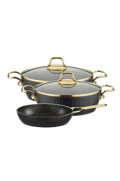 Lines Maya Oblate Pot and Pan Set (28-30 Pots - 26 Pans - Black)