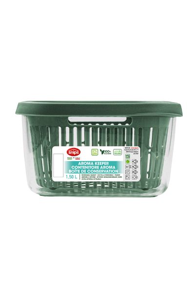 Snips ompact BPA-Free Fruit Aroma Keeper with Air Ventilation Green and Clear 1.5 Liter