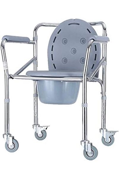 genri Zed-Seat Wheeled Toilet Chair Without Footrests for Elderly and Disabled
