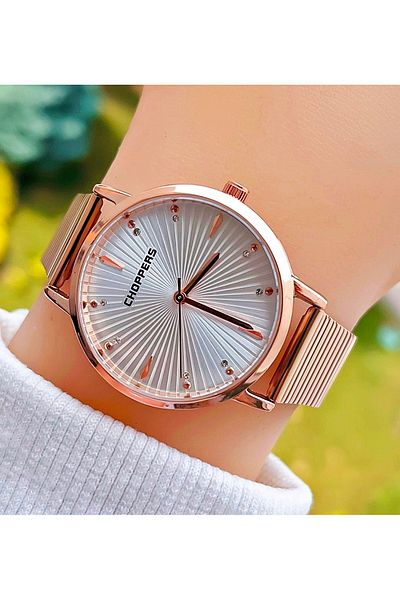Weluxa Rose Gold Color Stone Steel Cord Vintage Women Wrist Watch