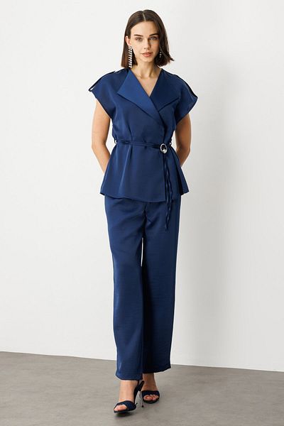 Ekol Single Pleat Wide Leg Trousers