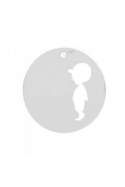 dalimag 50 Cm Chain, Cut Out Boy Coin Charm Model - 925 Silver