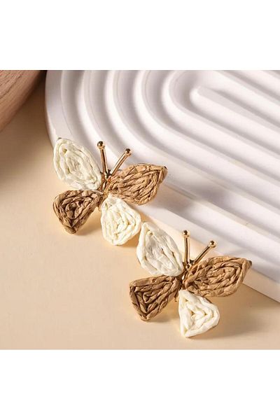 Yıldız Accessory Summer Design Straw Butterfly Earrings in Different Colors
