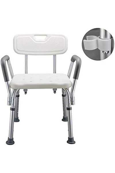 genri Dawsilv Bath Seat with Adjustable Height, Lightweight Anti-Slip Shower Chair with Backrest and Armre