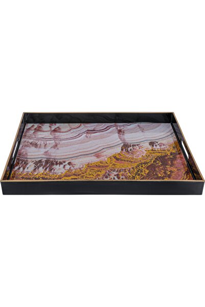 Generic صينية تقديم بلاستيكية من معرض السيف، 48 × 35 × 4 - أسود