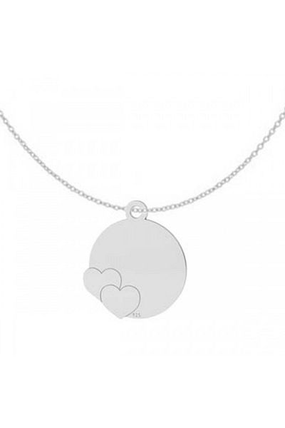 dalimag Chain 70 Cm, Round Charm Model With 2 Hearts - 925 Silver