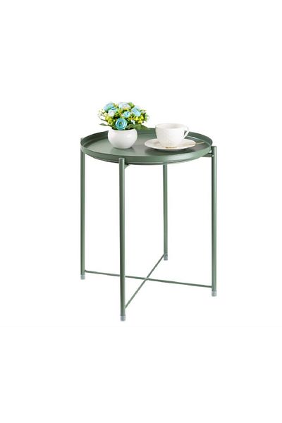 rexa Danpinera Removable Tray Metal Side Table – Compact Round End Table for Living Room