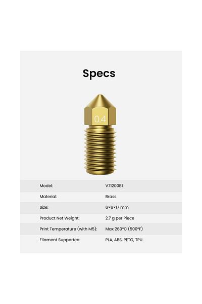 Anker Set of 10 Extrusion Nozzles for AnkerMake M5 3D Printer, Gold 0.4mm