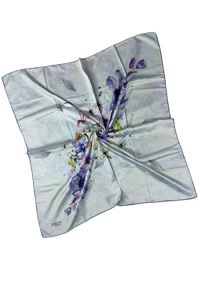 mim eşarp Κασκόλ Emilya Rayon με λουλούδια 90x90 εκ