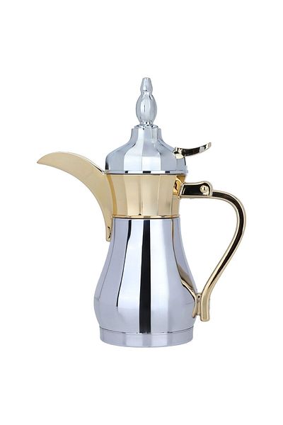 Alsaif Gallery Dallah Suleiman Stainless Steel Al Saif Gallery, 0.25 L - Silver Gold