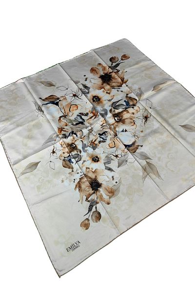 mim eşarp Κασκόλ Emilya Rayon με λουλούδια 90x90 εκ