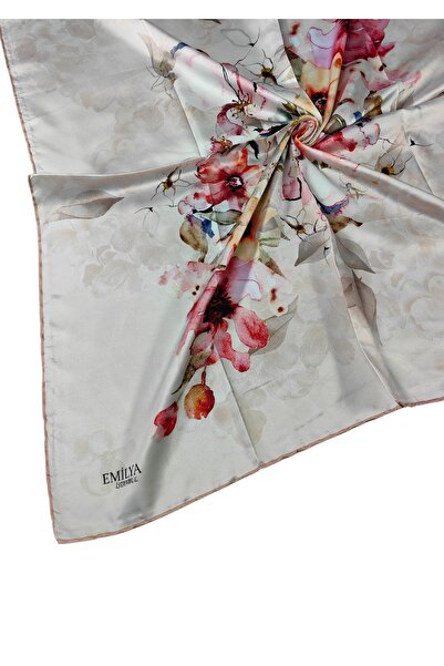 mim eşarp Κασκόλ Emilya Rayon με λουλούδια 90x90 εκ